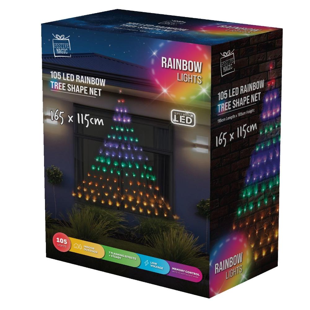 1.65 metre LED Christmas Tree Rainbow Wall Net Lights