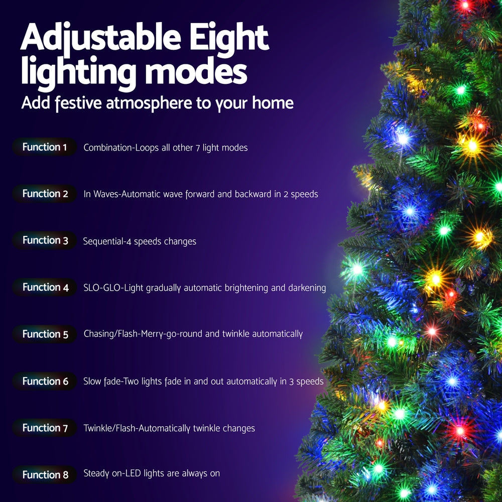 1.8m Pre-Lit Christmas Tree with 200 multi-coloured LED Lights