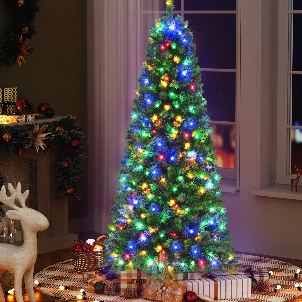 1.8m Pre-Lit Christmas Tree with 200 multi-coloured LED Lights