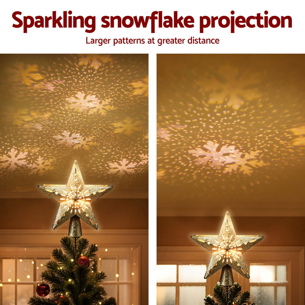Christmas Tree Topper Star Snowflake Projector
