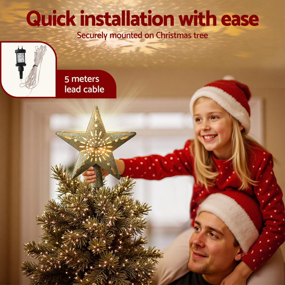 Christmas Tree Topper Star Snowflake Projector