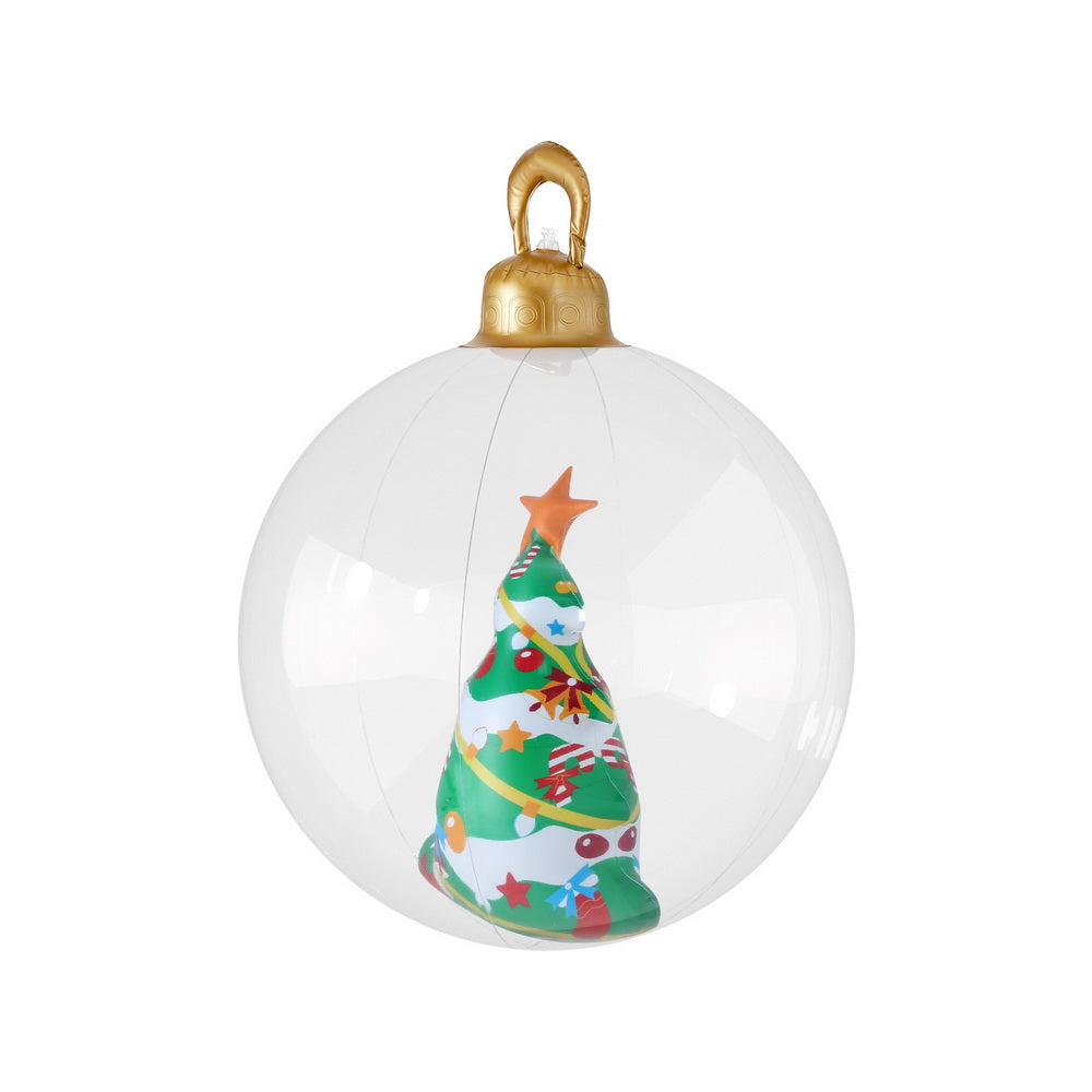 0.6m Inflatable Christmas Bauble - Clear with Xmas tree
