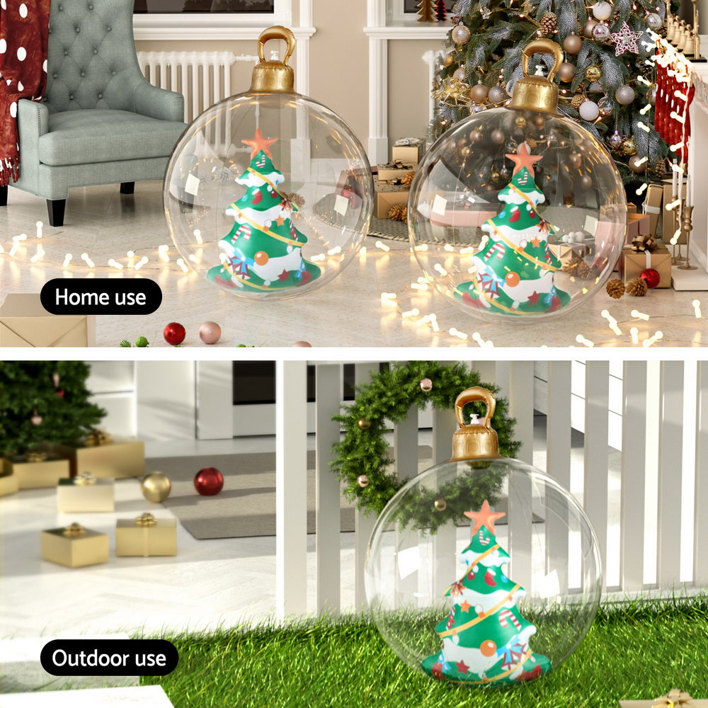 0.6m Inflatable Christmas Bauble - Clear with Xmas tree