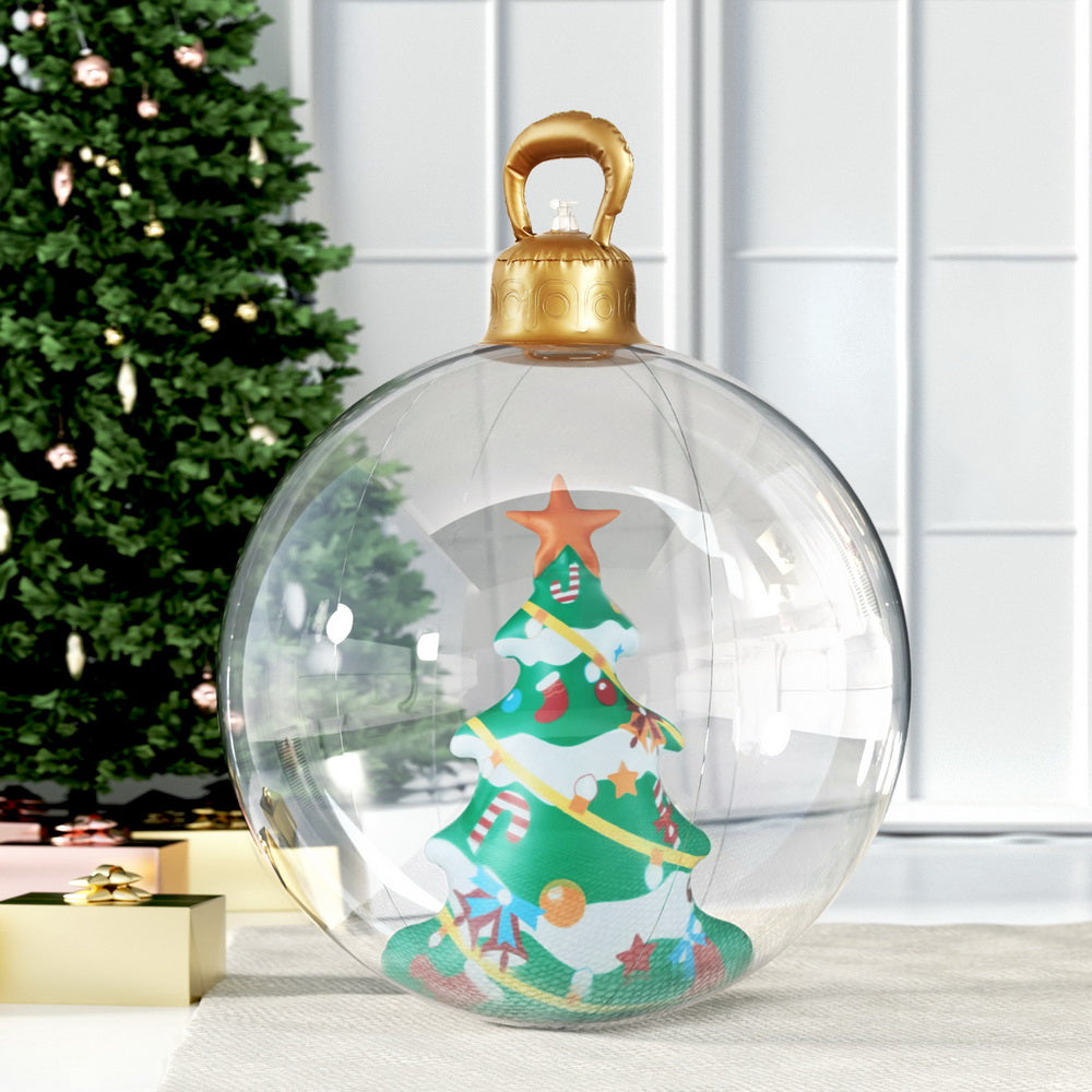 0.6m Inflatable Christmas Bauble - Clear with Xmas tree