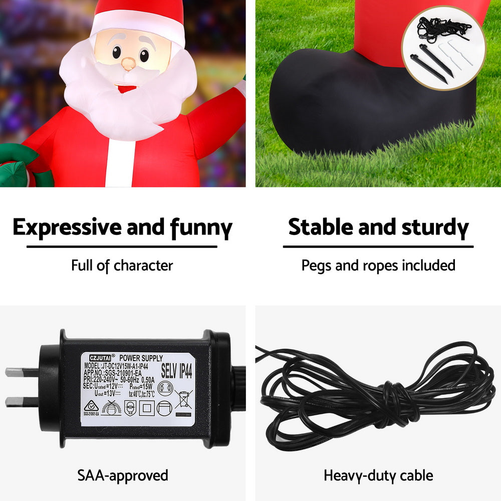 3.8m Inflatable Giant Santa with LED illumination