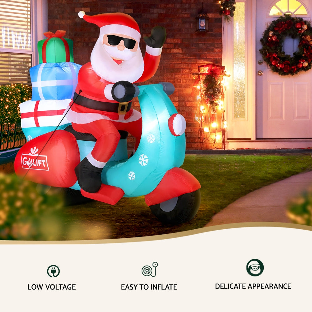 1.8m inflatable Santa on motorbike