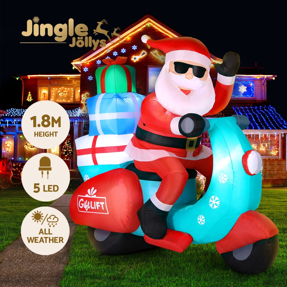 1.8m inflatable Santa on motorbike