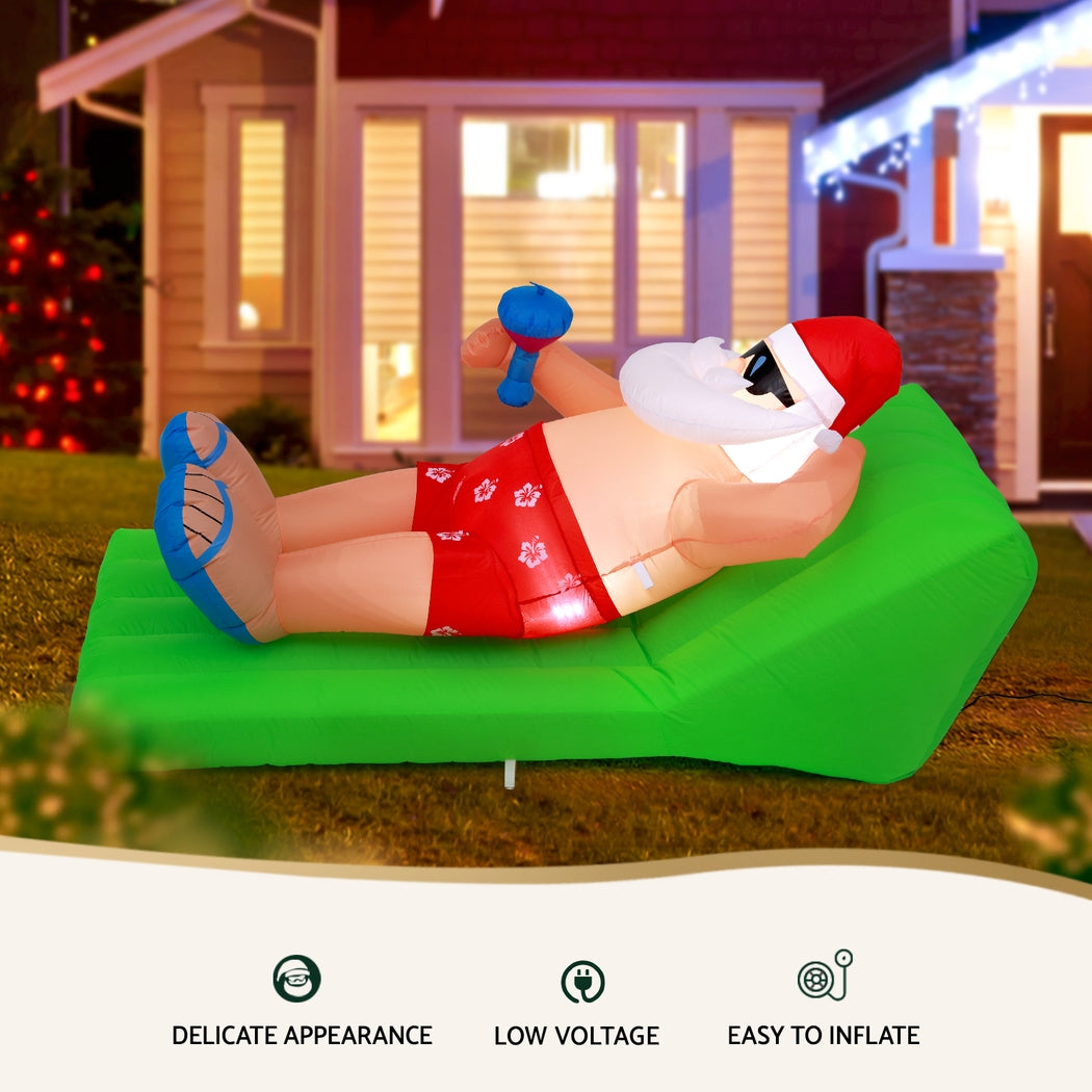 1.8m Santa on a sun lounger Christmas Inflatable