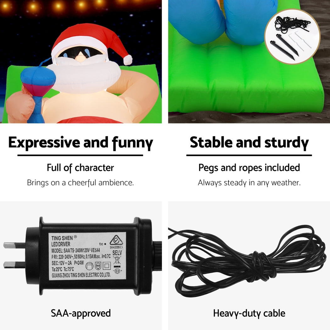 1.8m Santa on a sun lounger Christmas Inflatable