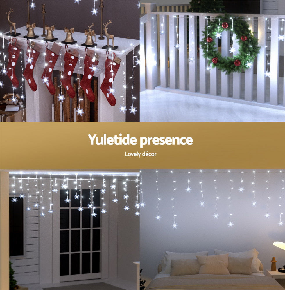 6M solar star shaped Icicle lights - ice white