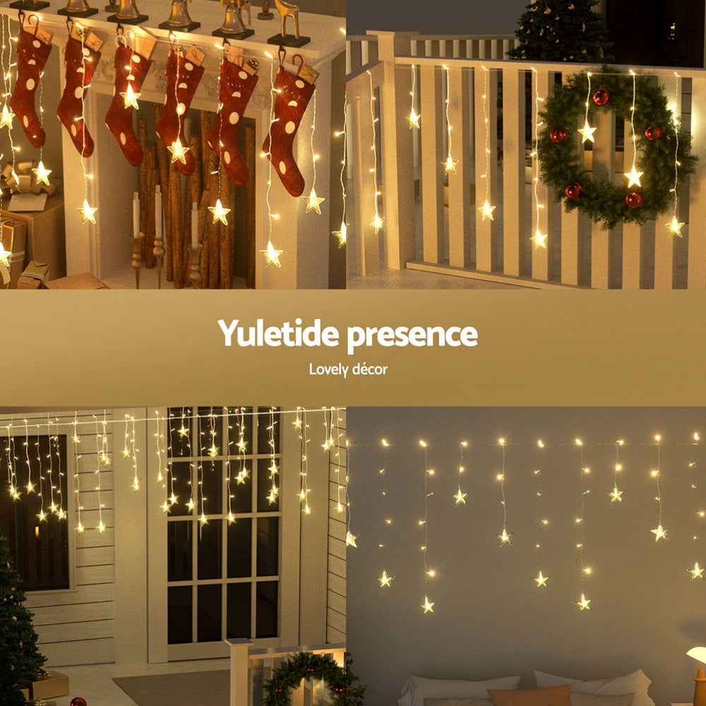 6M solar star shaped icicle lights - Warm glow