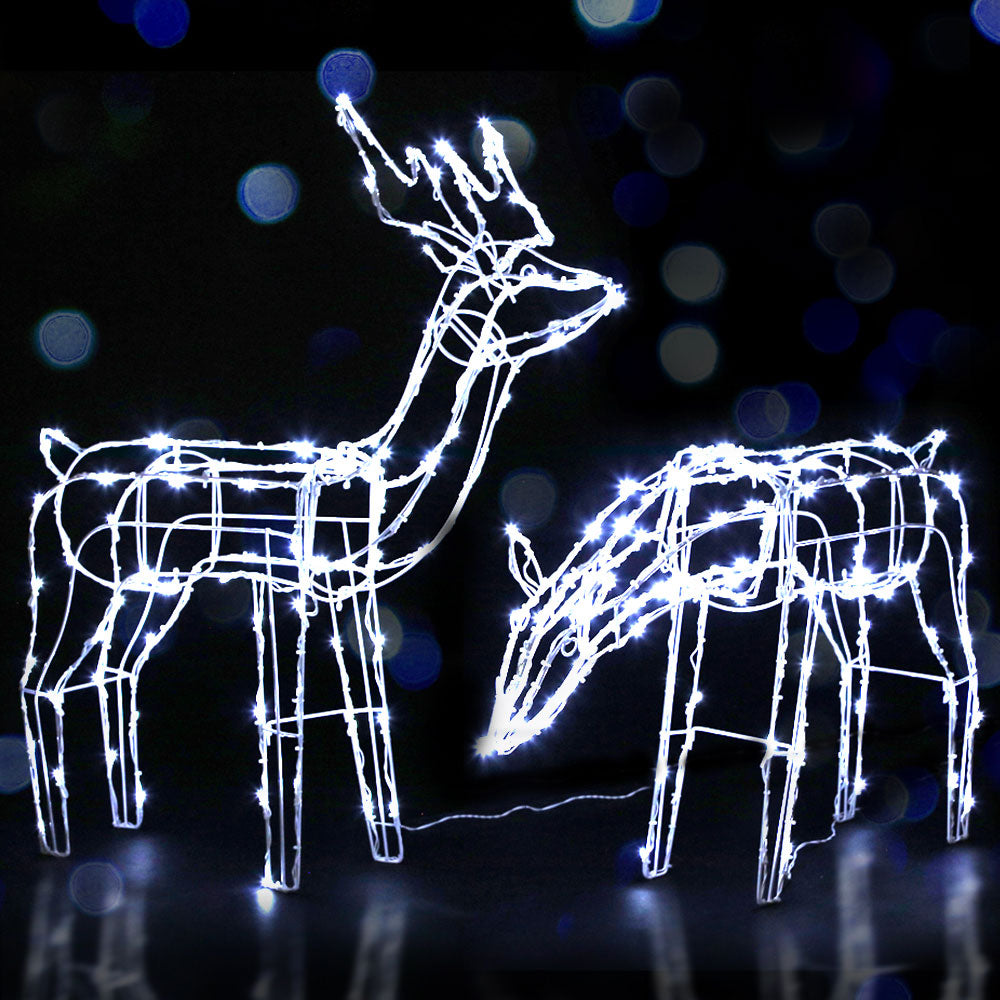 Two solar powered reindeers
