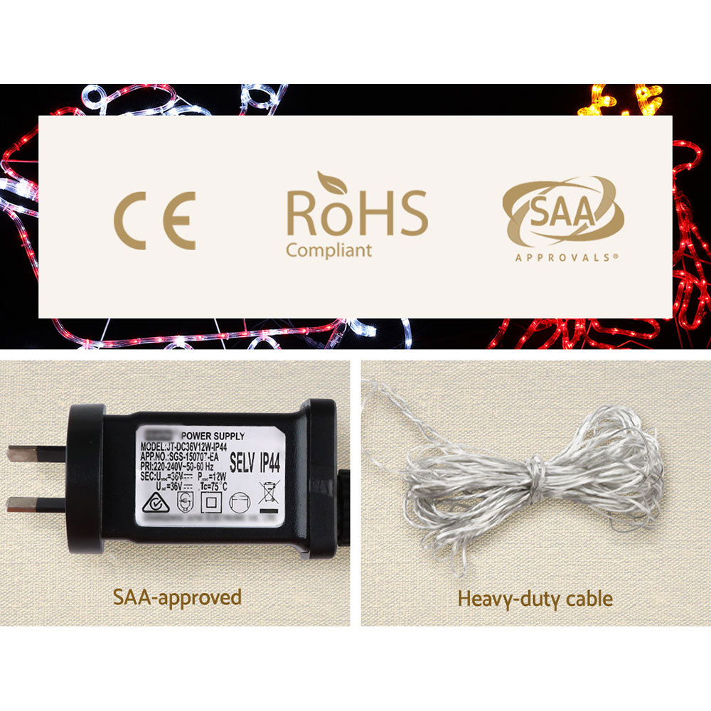 Santa and reindeer sleigh Xmas lights