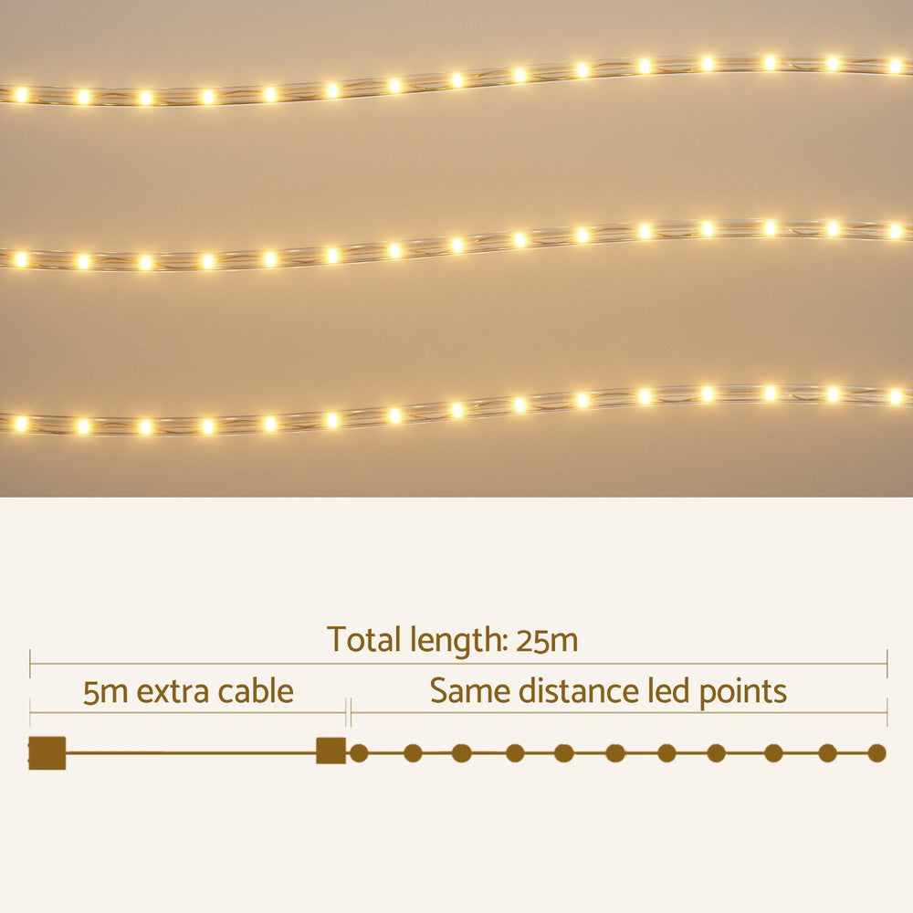 20M Christmas Lights String Rope Light Decorations Warm 600 LED