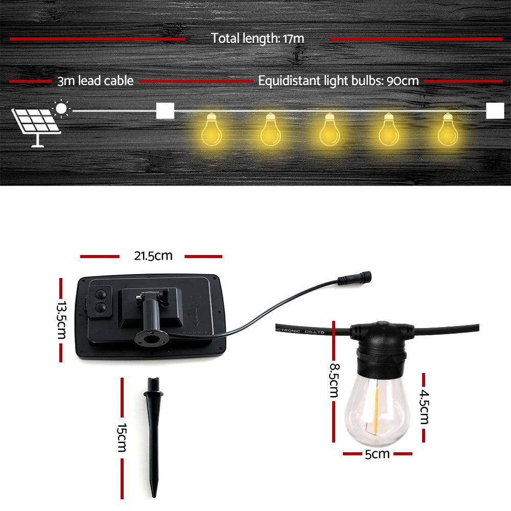 Solar Festoon Lights - 17 metre, warm white