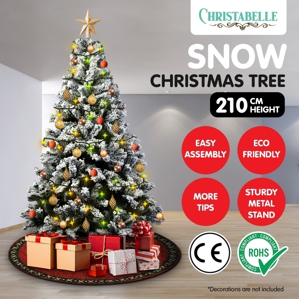 2.1m lush snow-tipped artificial Christmas Tree 2.1m with 1200 tips