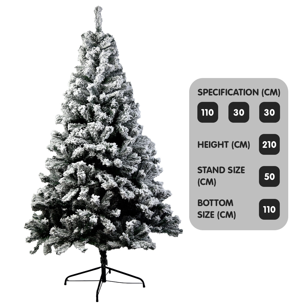 2.1m lush snow-tipped artificial Christmas Tree 2.1m with 1200 tips