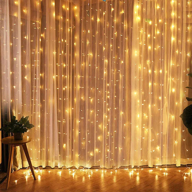 Christmas Lights Curtain -6m x 3m - Warm White