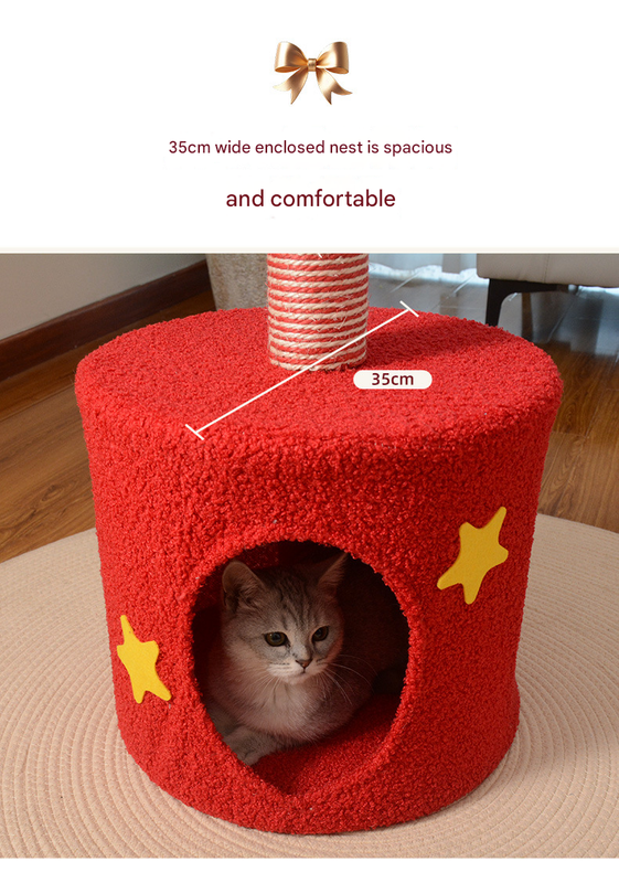 Festive Christmas Tree Cat Scratcher & Condo - 2-in-1 Sisal Post with Cozy Hideaway Bed
