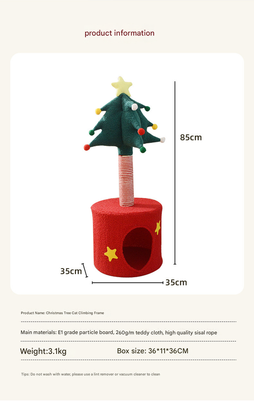 Festive Christmas Tree Cat Scratcher & Condo - 2-in-1 Sisal Post with Cozy Hideaway Bed
