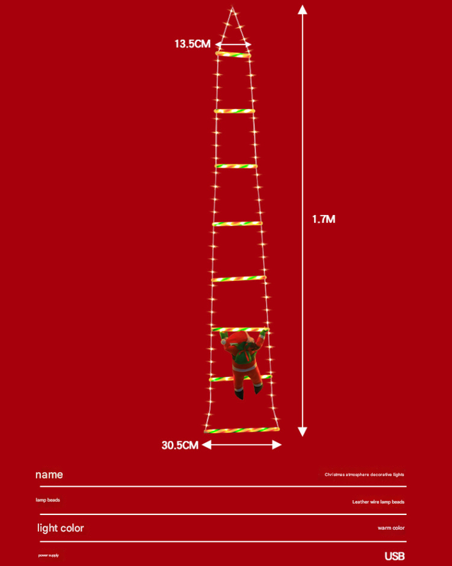 3 metre, Santa Climbing Ladder - LED light