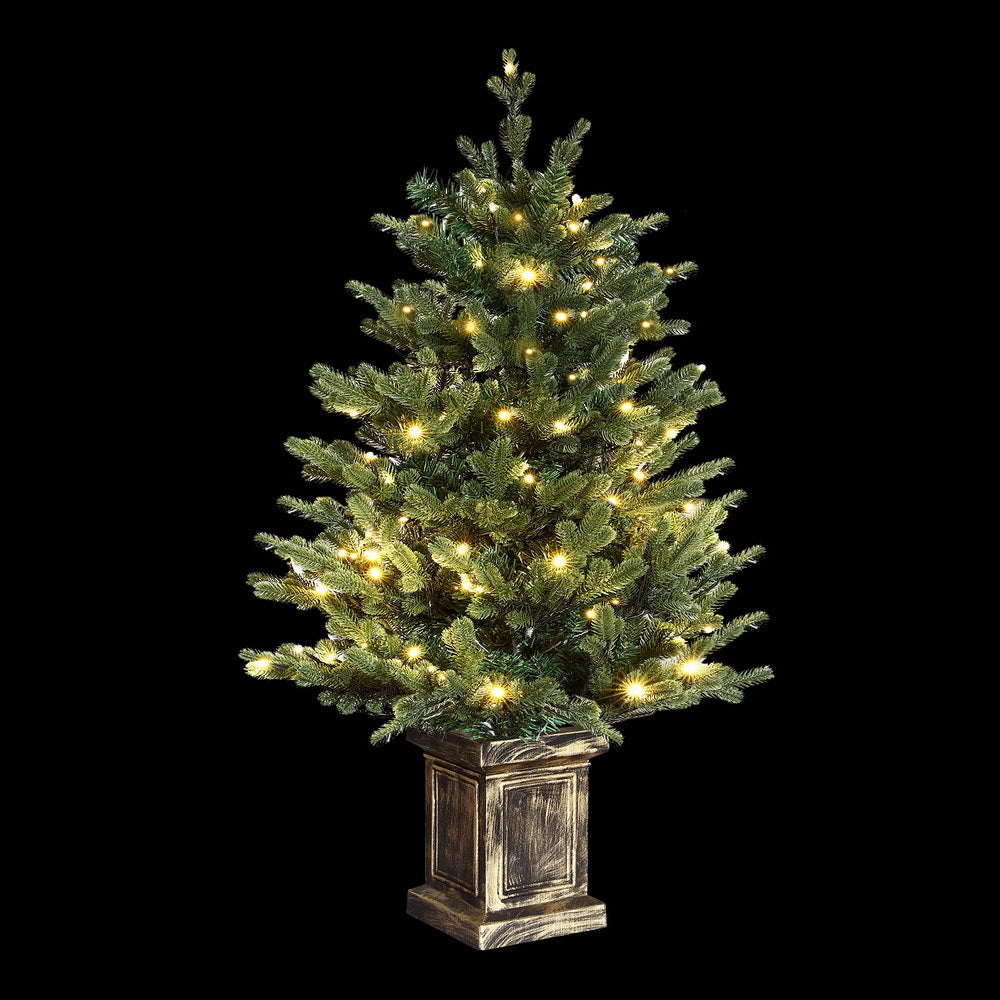 1.2m Pre-Lit Potted Christmas Tree - 8 Light Modes