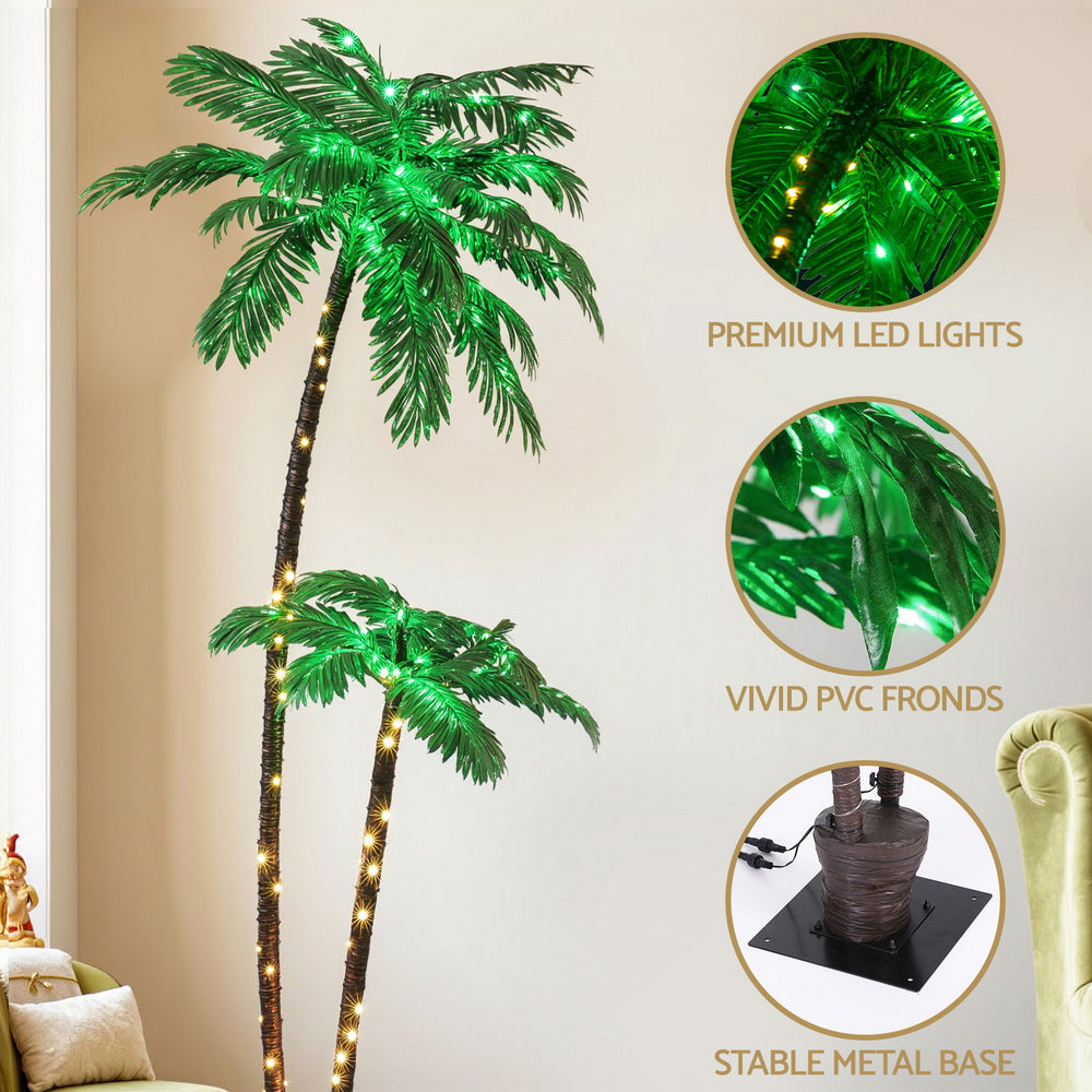 Tropical Christmas Tree - 2.1m LED Xmas Palm - Indoor or Outdoor