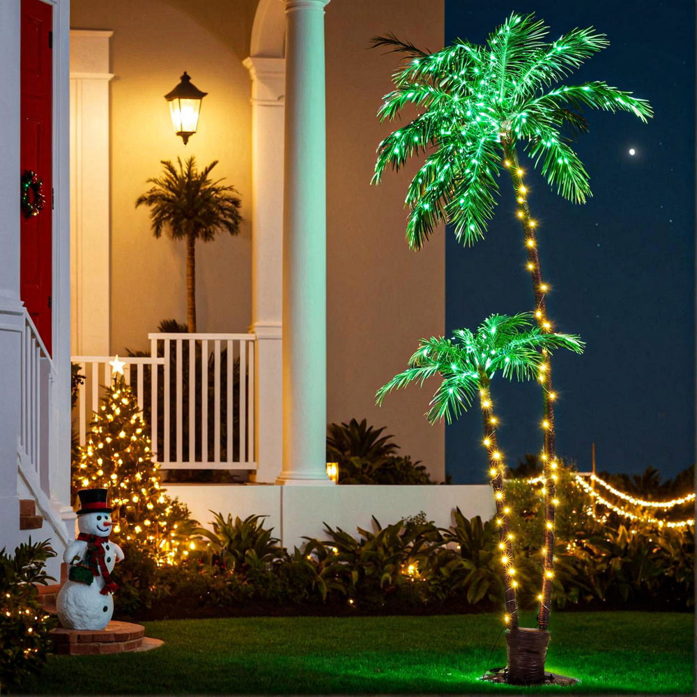 Tropical Christmas Tree - 2.1m LED Xmas Palm - Indoor or Outdoor