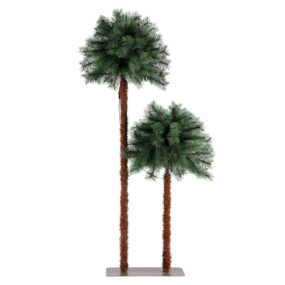 Two tropical Light-Up Christmas Palm Trees – 1.5m and 1m