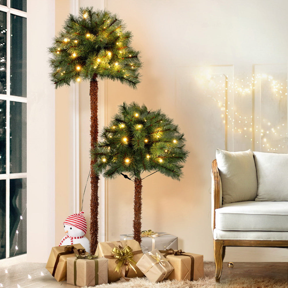 Two tropical Light-Up Christmas Palm Trees – 1.5m and 1m