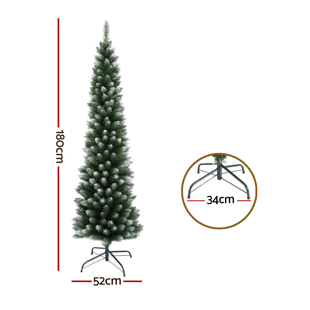 1.8m slimline Christmas tree with 300 snowy tips