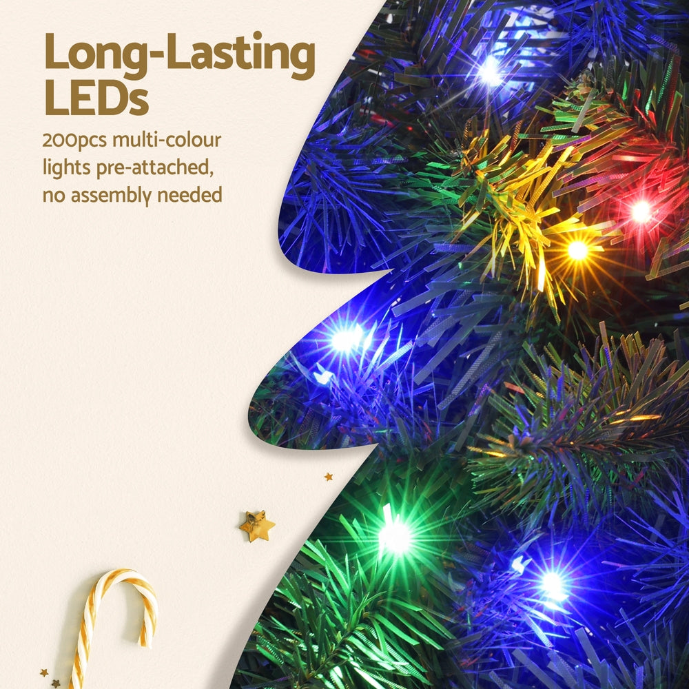 1.8m Pre-Lit Christmas Tree with 200 multi-coloured LED Lights