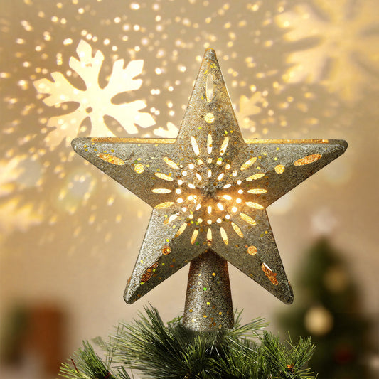 Christmas Tree Topper Star Snowflake Projector