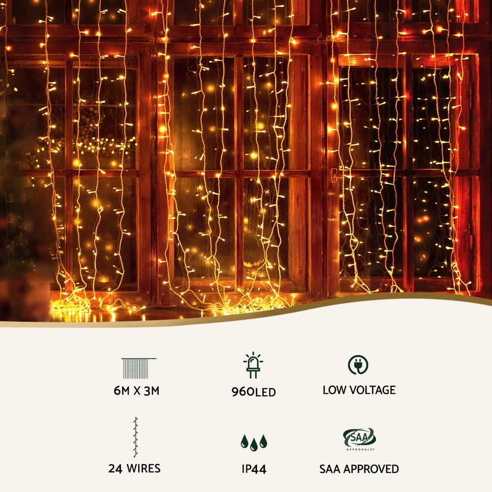 Spectacular curtain of Christmas lights with remote control - 6m x 3m