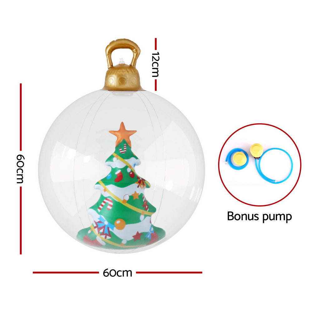 0.6m Inflatable Christmas Bauble - Clear with Xmas tree