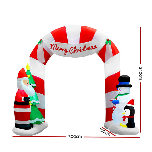3 metre archway with Santa and friends