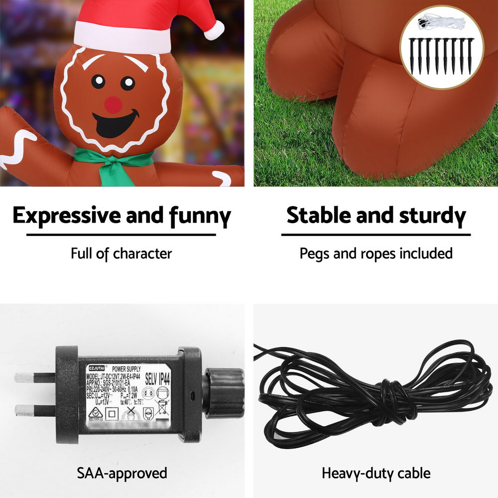 1.5m Inflatable Gingerbread and Xmas Tree with Merry Christmas sign