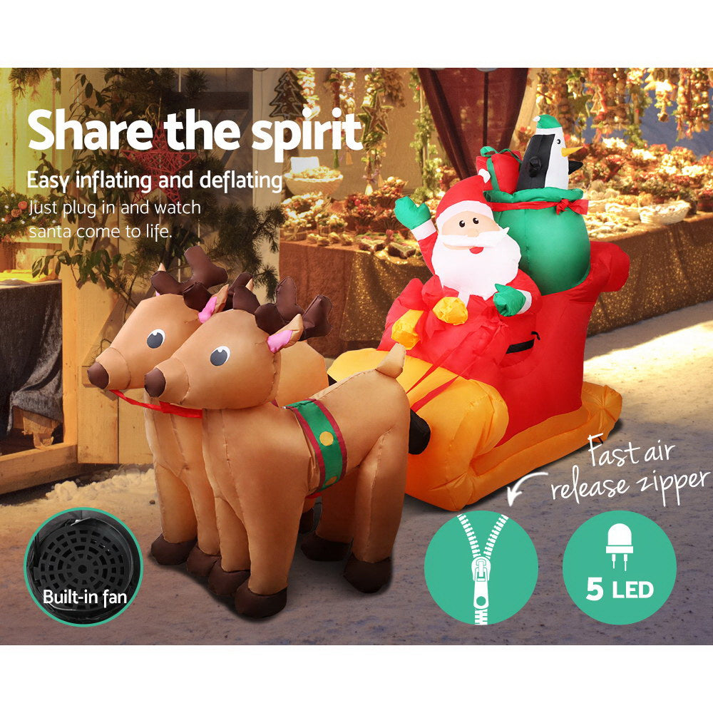 2.2 metre Inflatable Santa sleigh