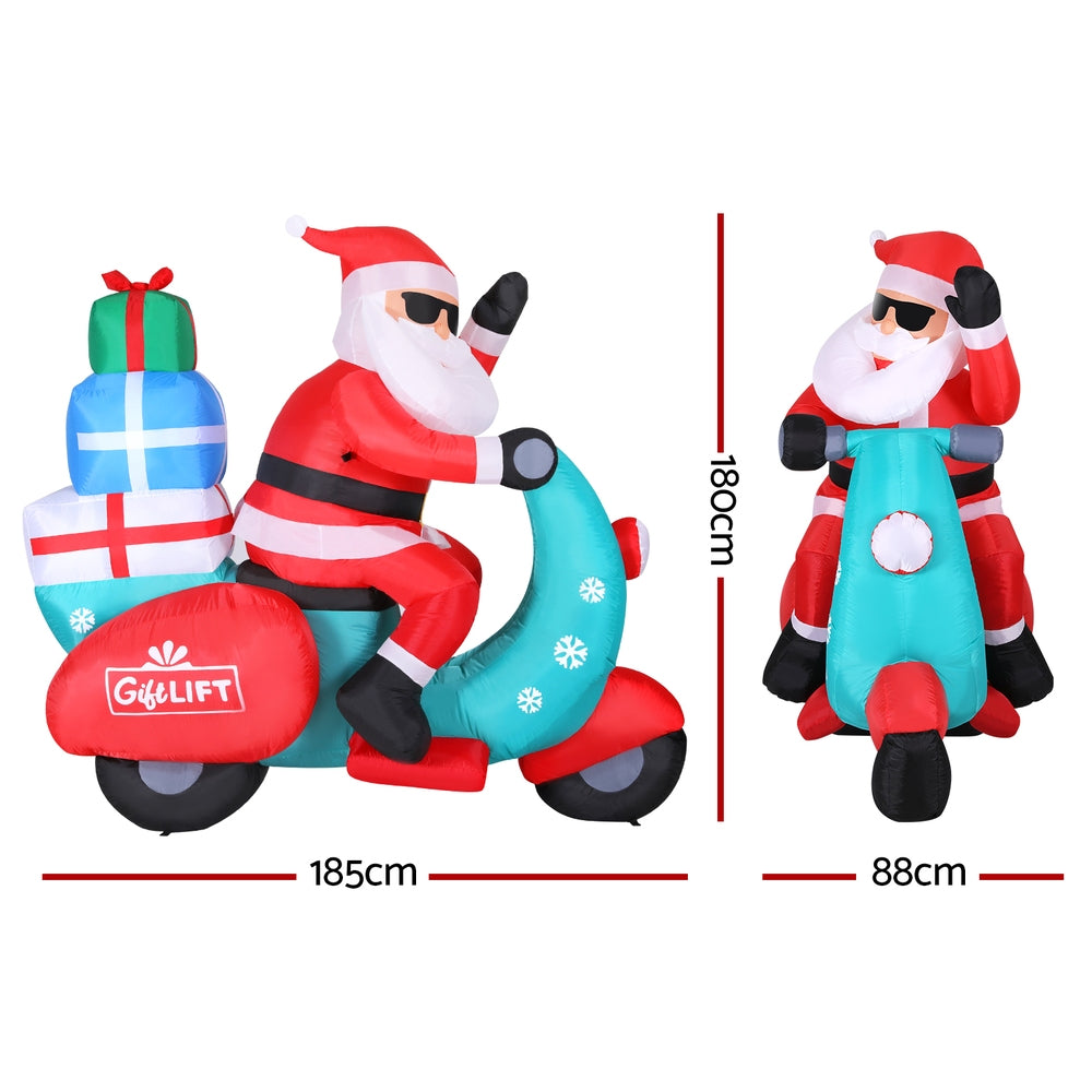 1.8m inflatable Santa on motorbike