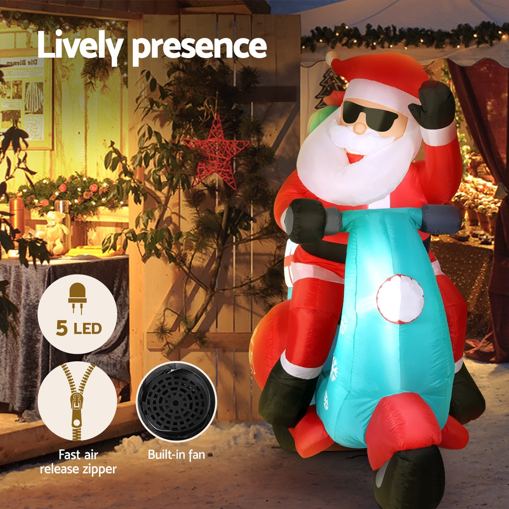 1.8m inflatable Santa on motorbike