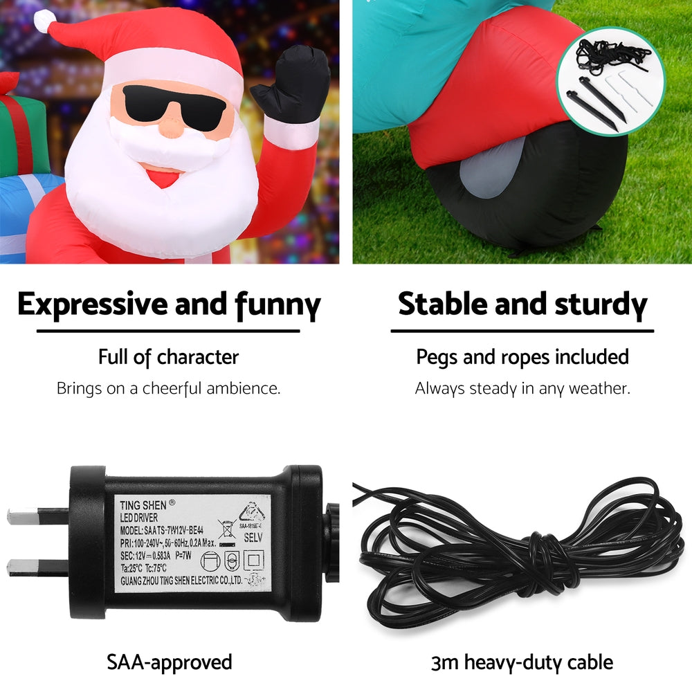 1.8m inflatable Santa on motorbike