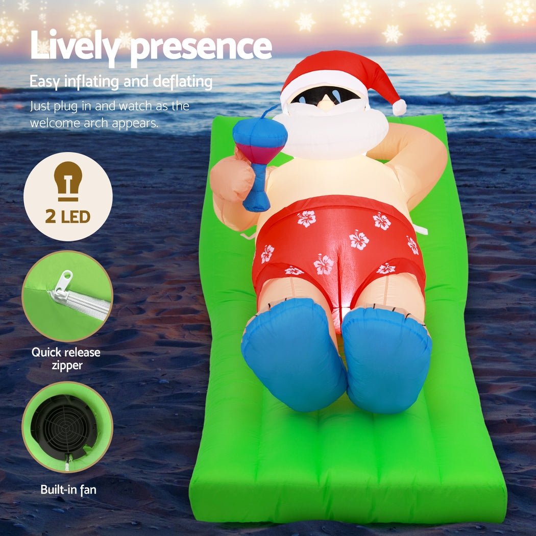 1.8m Santa on a sun lounger Christmas Inflatable