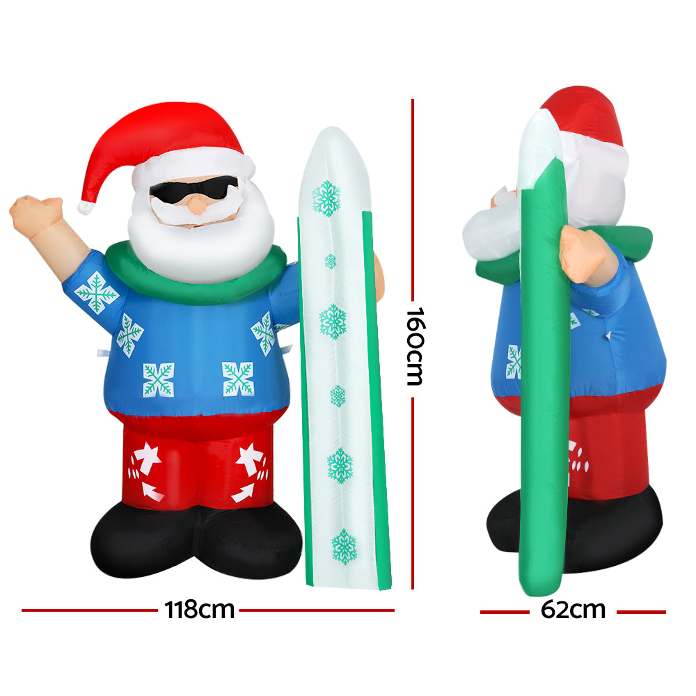 1.6 metre Inflatable Santa with surfboard