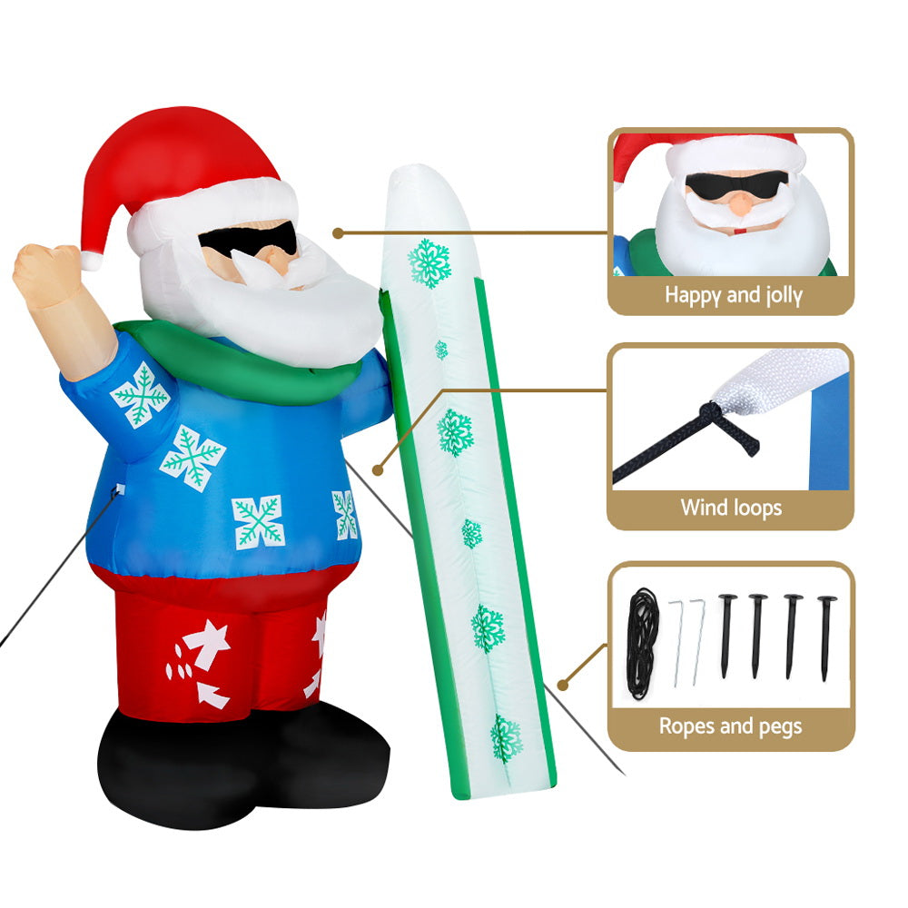 1.6 metre Inflatable Santa with surfboard