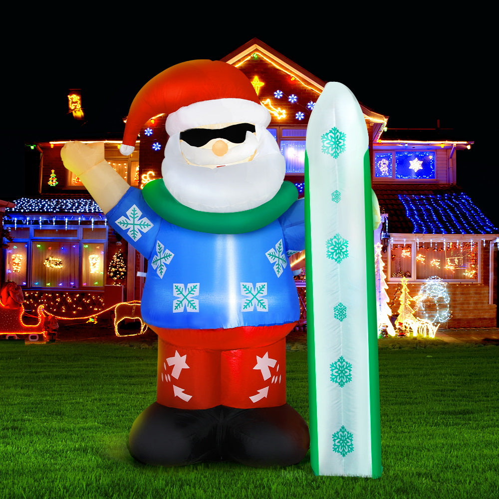 1.6 metre Inflatable Santa with surfboard