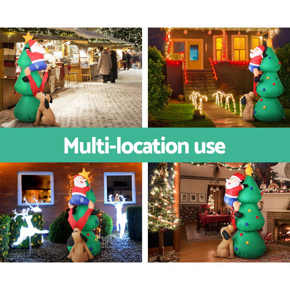 1.8m Christmas Tree with a climbing Santa and helper dog