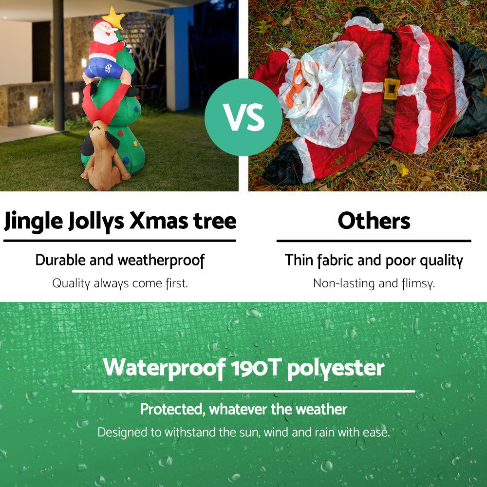 1.8m Christmas Tree with a climbing Santa and helper dog