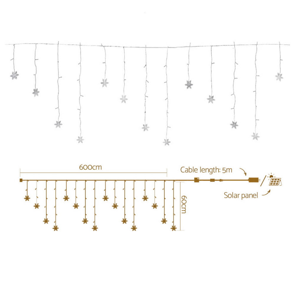 6M solar star shaped Icicle lights - ice white