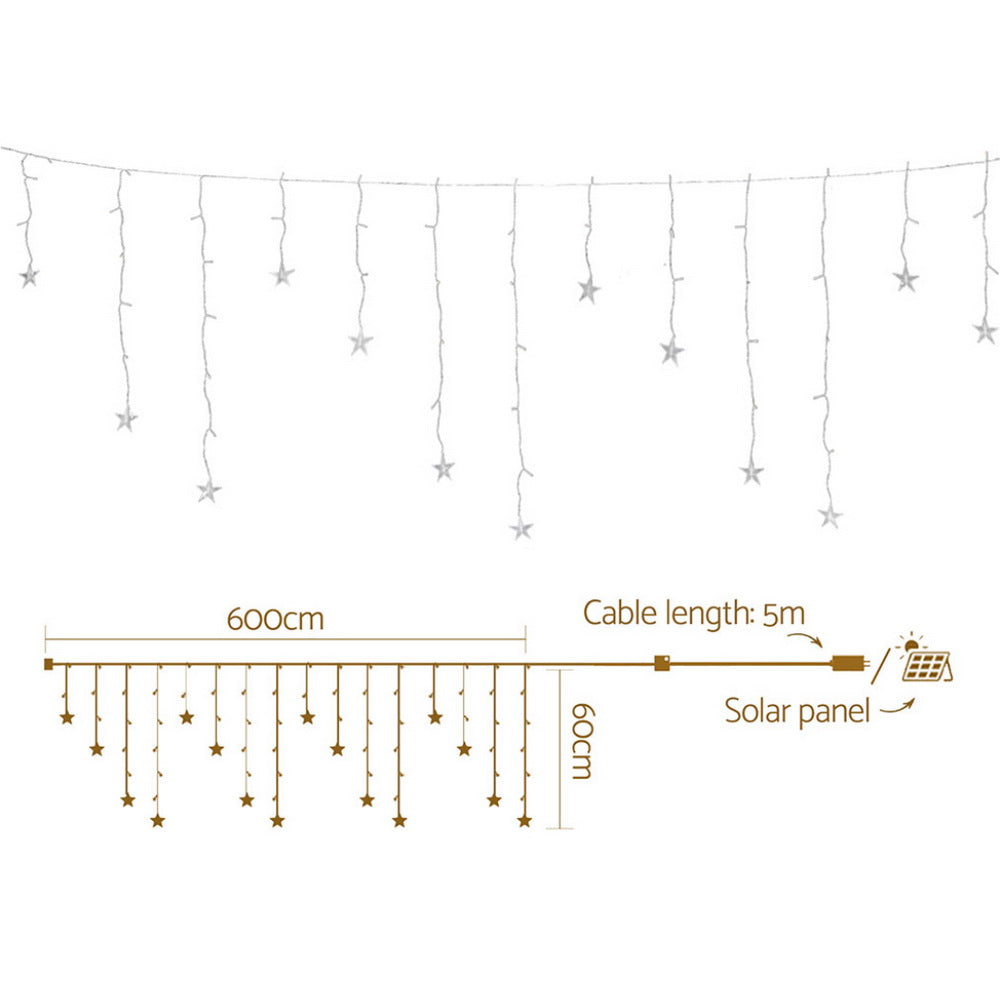 6M solar star shaped icicle lights - Warm glow