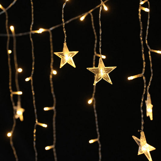 6M solar star shaped icicle lights - Warm glow